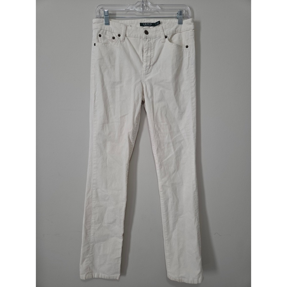 Lauren Ralph Lauren Premier Straight Corduroy Pants Cream Off-White Size 4
